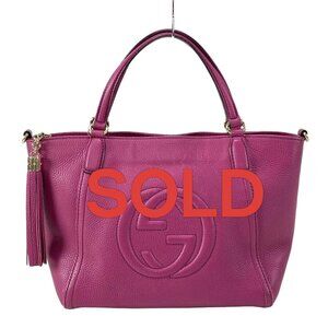 GUCCI Soho Pink Purple Leather Tote Bag 657-070725